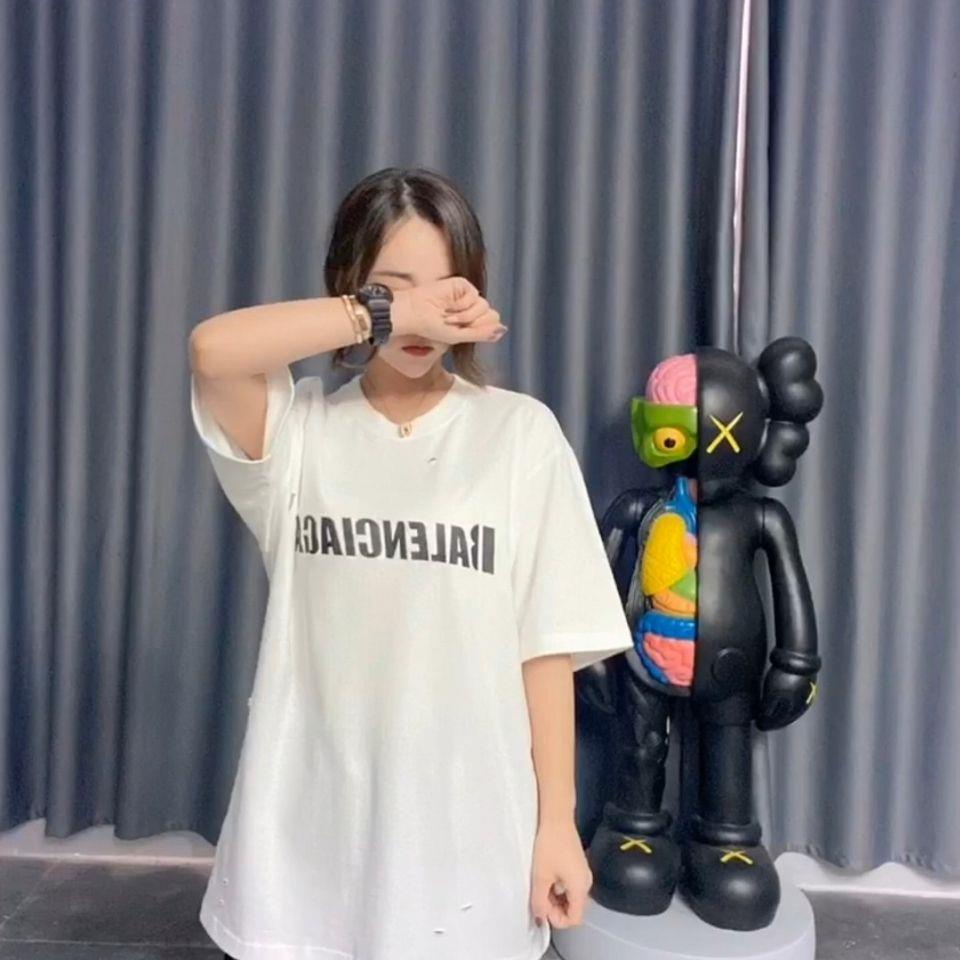 balenciga-เสื้อยืดแขนสั้น-ผ้าฝ้าย-พิมพ์ลายตัวอักษรปารีส-ทรงหลวม-แฟชั่นฤดูใบไม้ผลิ-และฤดูร้อน-สําหรับผู้หญิง