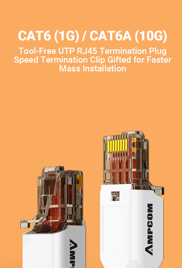 Ampcom RJ45 เครื่องมือ-Less Connectors UTP ปลั๊กเครือข่าย Ethernet ...