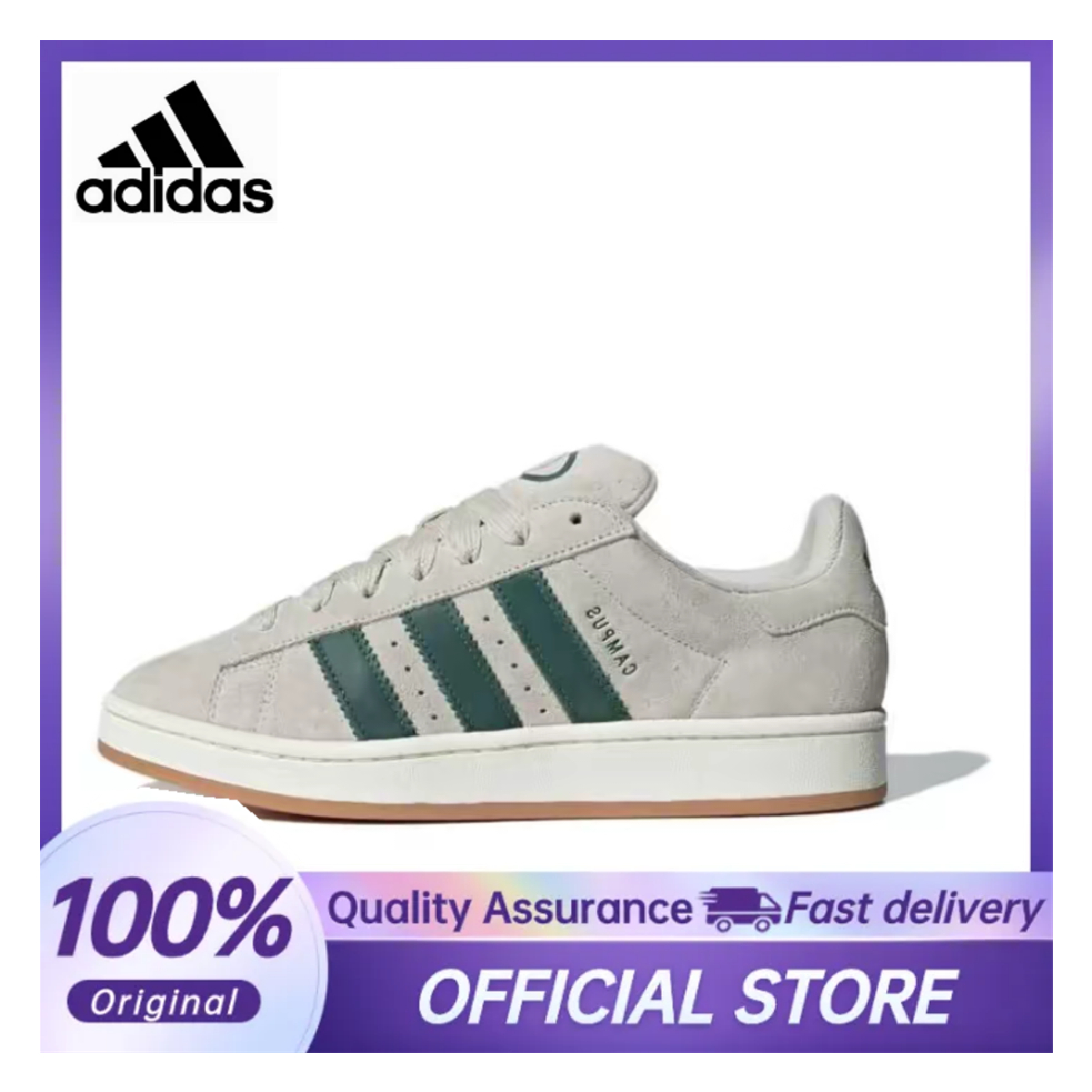 【100%Original】adidas CAMPUS 00s Green Beige White Calf Skin Sneakers ...