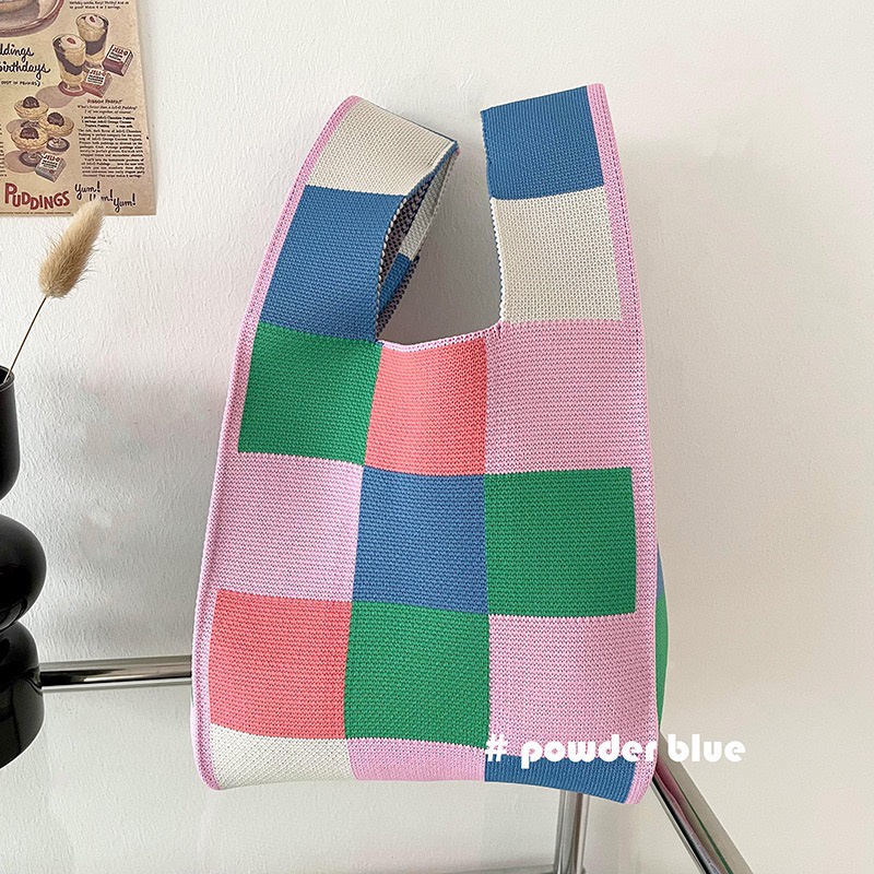 bentoy-milkjoy-กระเป๋าสะพายไหล่-กระเป๋าถือแฟชั่น-ผ้าถัก-ลายดอกไม้-หมี-สีตัดกัน-สําหรับเด็กผู้หญิง-เหมาะกับการพกพาเดินทาง