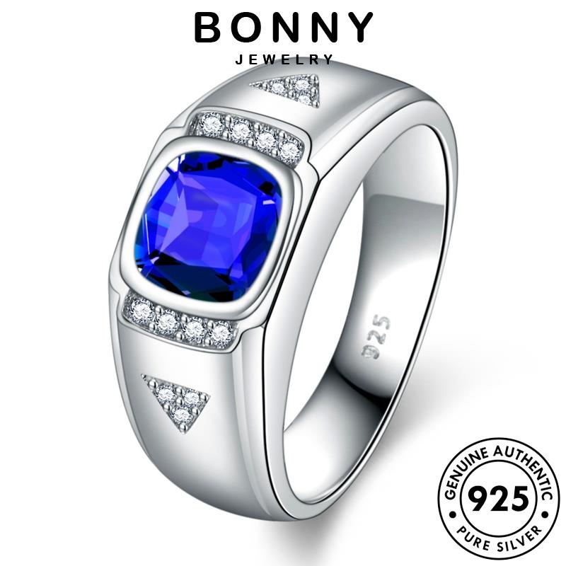 bonny-jewelry-เกาหลี-ไพลินมรกต-ผู้ชาย-925-แฟชั่น-แท้-เครื่องประดับ-silver-เรียบง่าย-เงิน-ต้นฉบับ-เครื่องประดับ-แหวน-m087