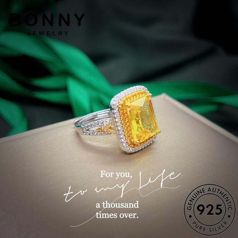 bonny-jewelry-เกาหลี-เงิน-แฟชั่น-ต้นฉบับ-ผู้หญิง-silver-หรูหรา-ซิทริน-ไพลิน-925-เครื่องประดับ-แหวน-ทับทิม-มรกต-เครื่องประดับ-แท้-m106