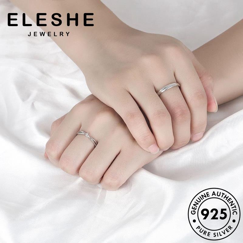 eleshe-jewelry-แหวนเงิน-925-ประดับเพชรโมอิส-เรียบง่าย-เครื่องประดับ-สําหรับคู่รัก-m061