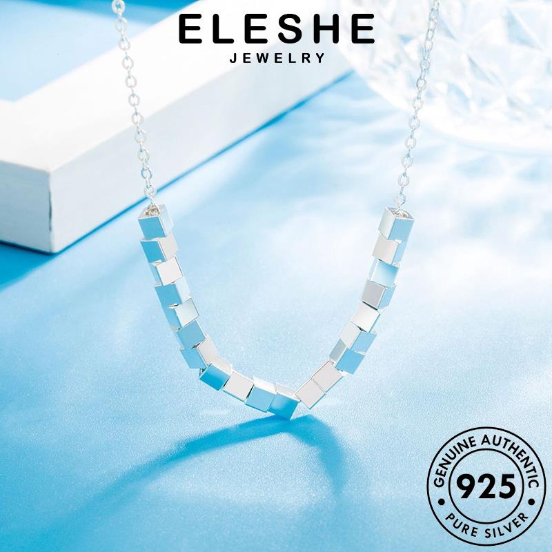 eleshe-jewelry-ของแท้-สร้อยคอเงิน-925-ประดับเพชรโมอิส-เรียบง่าย-สําหรับผู้หญิง-m049
