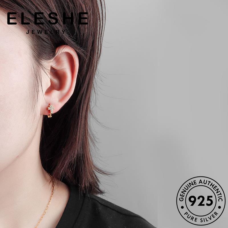 eleshe-jewelry-ต่างหูห่วงเงิน-925-สีทอง-เรียบง่าย-สําหรับผู้หญิง-m094