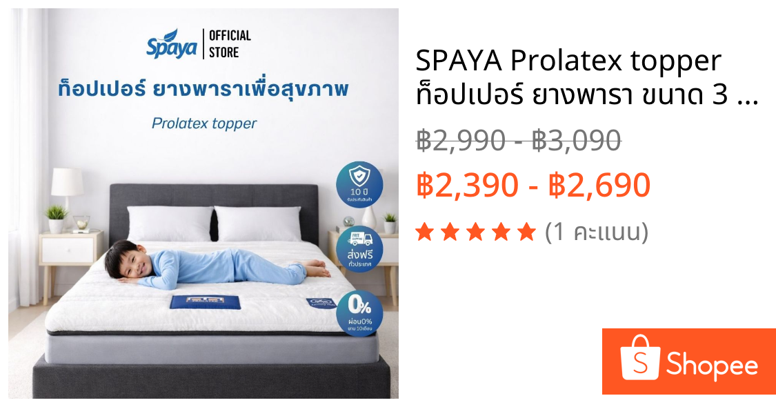 SPAYA Prolatex topper ท็อปเปอร์ ยางพารา ขนาด 3 ฟุต / 3.5 ฟุต หนา 2 นิ้ว หุ้มผ้าขนมิ้งค์ แผ่นรองที่นอน ปิคนิค พับได้