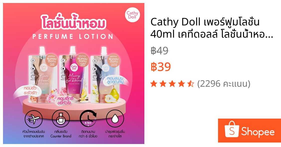 Cathy Doll เพอร์ฟูมโลชั่น 40ml เคที่ดอลล์ โลชั่นน้ำหอม PERFUME LOTION
