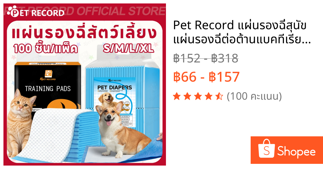 Pet Record แผ่นรองฉี่สุนัข แผ่นรองฉี่ต่อต้านแบคทีเรียซึมซับไดีดีผ้ารองฉี่ถาดรองฉี่สุนัขแผ่นรองฉี่แมว