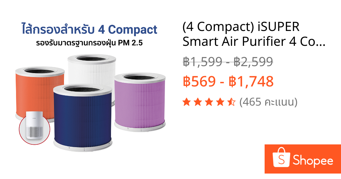 (4 Compact) iSUPER Smart Air Purifier 4 Compact Filter ไส้กรองสำหรับเครื่องฟอก Xiaomi รุ่น 4 Compact เท่านั้น กรอง PM2.5