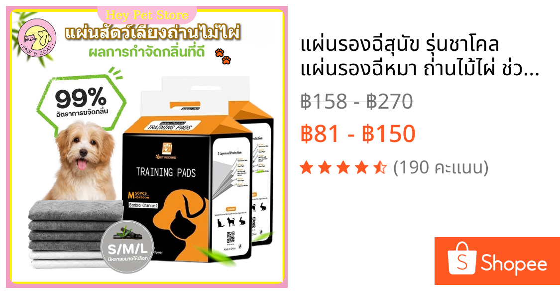 🐶แผ่นรองฉี่สุนัข รุ่นชาโคล แผ่นรองฉี่หมา ถ่านไม้ไผ่ ช่วยฝึกขับถ่าย ซับกลิ่น ซึมซับดี ระงับกลิ่น