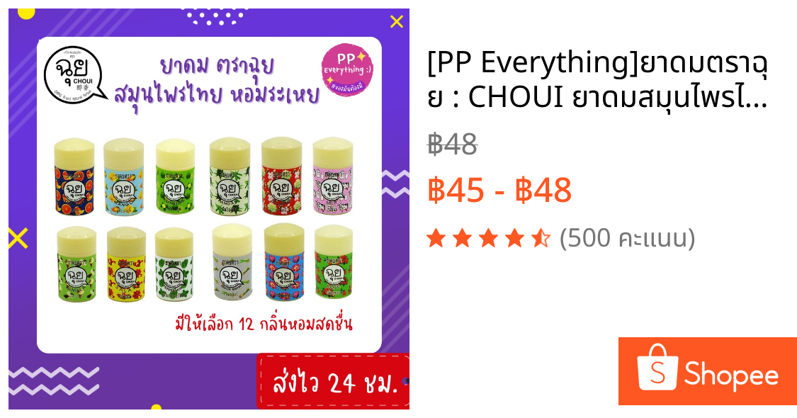 [PP Everything]✨ยาดมตราฉุย : CHOUI ยาดมสมุนไพรไทย 🌿หอมระเหย กลิ่นหอมสัญชาติไทย มีให้เลือก 12 กลิ่นหอมสดชื่น