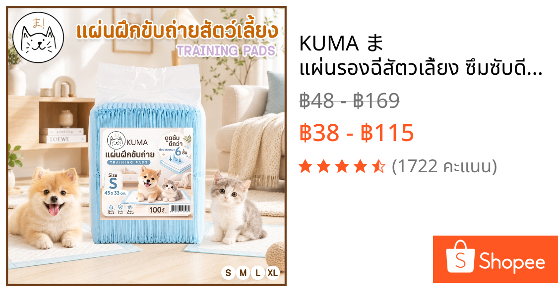 KUMA ま แผ่นรองฉี่สัตวเลี้ยง ซึมซับดีเยี่ยม แผ่นฝึกขับถ่าย แผ่นรองฉี่ สุนัข แมว Pee Pad Pet Training
