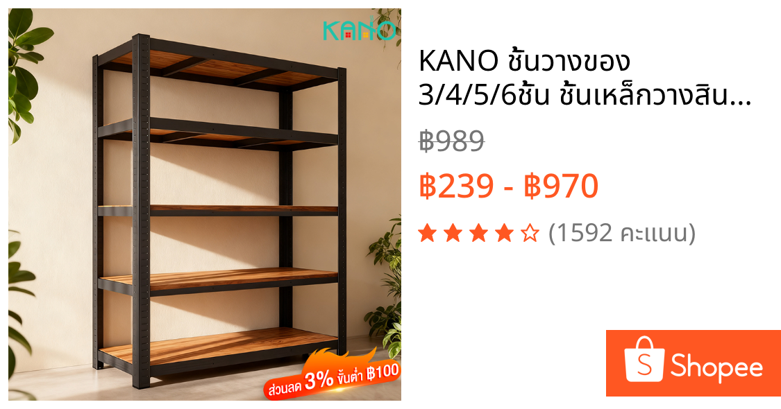 KANO ชั้นวางของ 3/4/5/6ชั้น ชั้นเหล็กวางสินค้า แข็งแรง ทนทาน ชั้นเก็บอุปกรณ์ ชั้นวางของครัคม่เป็นสนิม กันน้ำท shelf