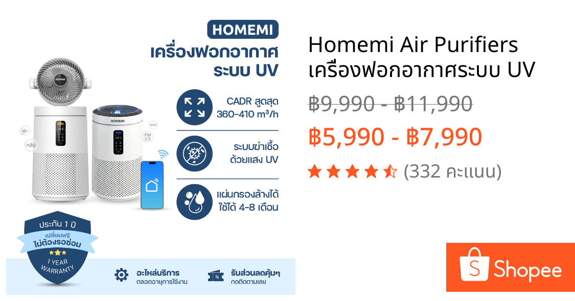 Homemi Air Purifiers เครื่องฟอกอากาศระบบ UV