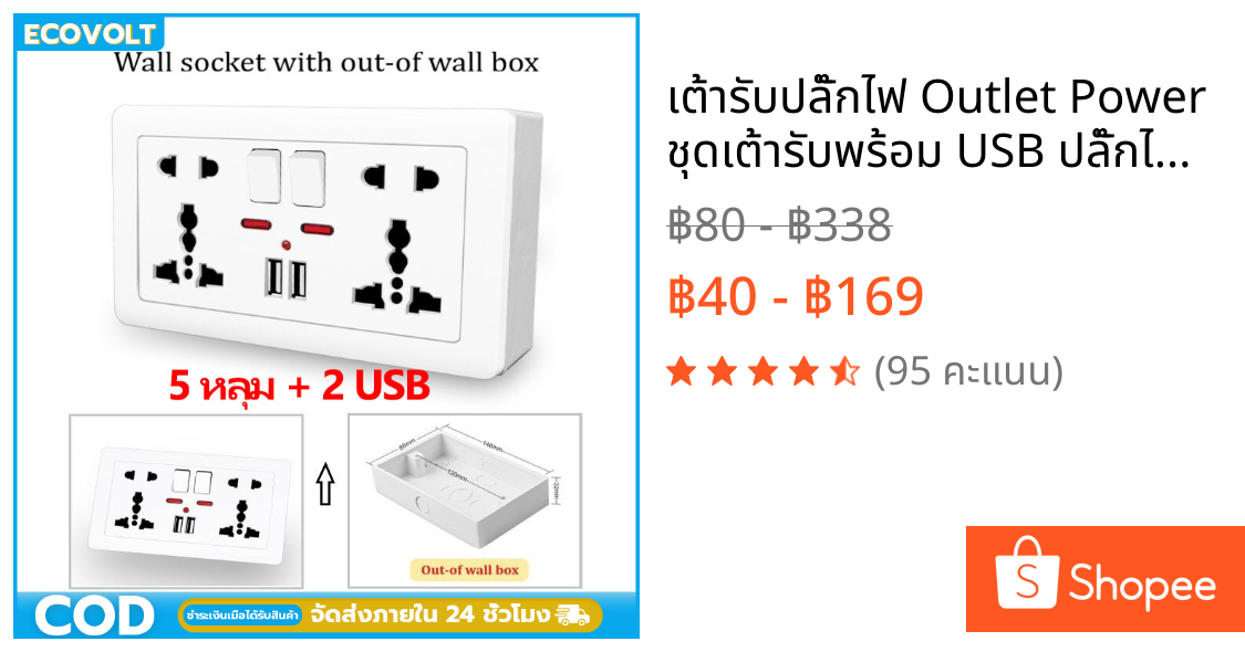 เต้ารับปลั๊กไฟ Outlet Power ชุดเต้ารับพร้อม USB ปลั๊กไฟสวิตช์ซีอกเก็ตติดผนังพร้อมหัวปลั๊ก 2.1A5V,13A 250ใชได้ทั่วไปต่อไฟ