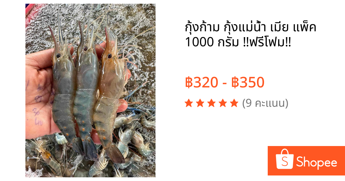 กุ้งก้าม กุ้งแม่น้ำ เมีย แพ็ค 1000 กรัม ‼️ฟรีโฟม‼️