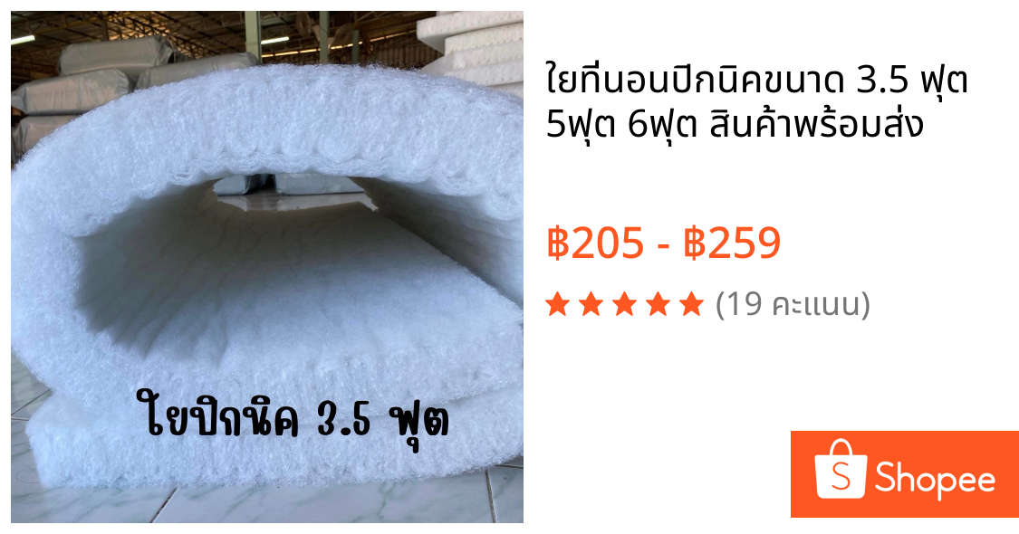 ใยที่นอนปิกนิคขนาด 3.5 ฟุต 5ฟุต 6ฟุต สินค้าพร้อมส่ง