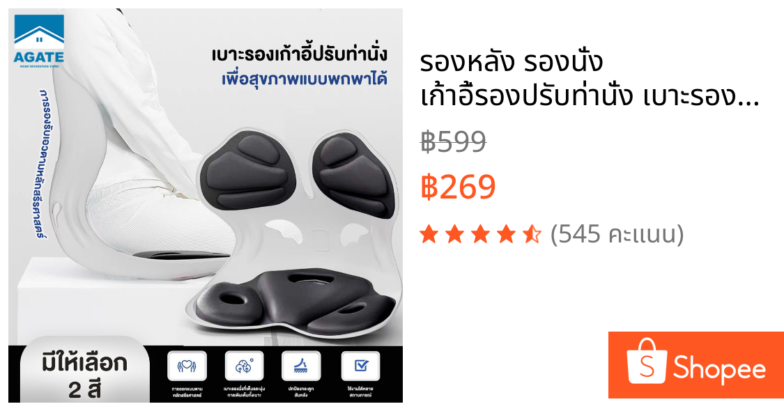 รองหลัง รองนั่ง เก้าอี้รองปรับท่านั่ง เบาะรองนั่งเพื่อสุขภาพ เบาะปรับท่าทางและบรรเทาอาการปวดหลัง