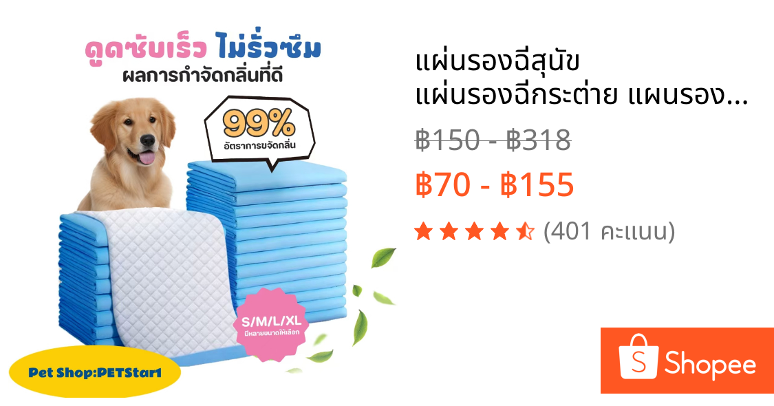 แผ่นรองฉี่สุนัข แผ่นรองฉี่กระต่าย แผนรองฉี่สุนัข ห้องน้ำหมา แผ่นรองฉี่สัตว์เลี้ยง ช่วยฝึกขับถ่าย ระงับกลิ่น ซึมซับไดีดี