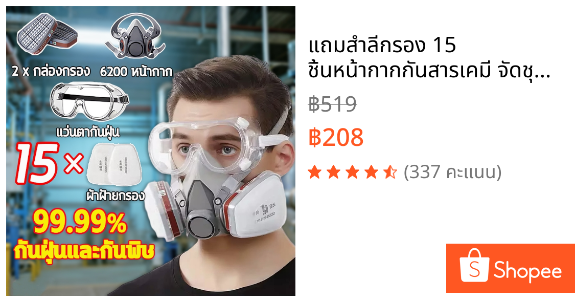 🔥แถมสำลีกรอง 15 ชิ้น🔥หน้ากากกันสารเคมี จัดชุด หน้ากากกันแก๊ส หน้ากากพ่นยา หน้ากากกรองฝุ่น สารเคมี สารกําจัดศัตรูพืช