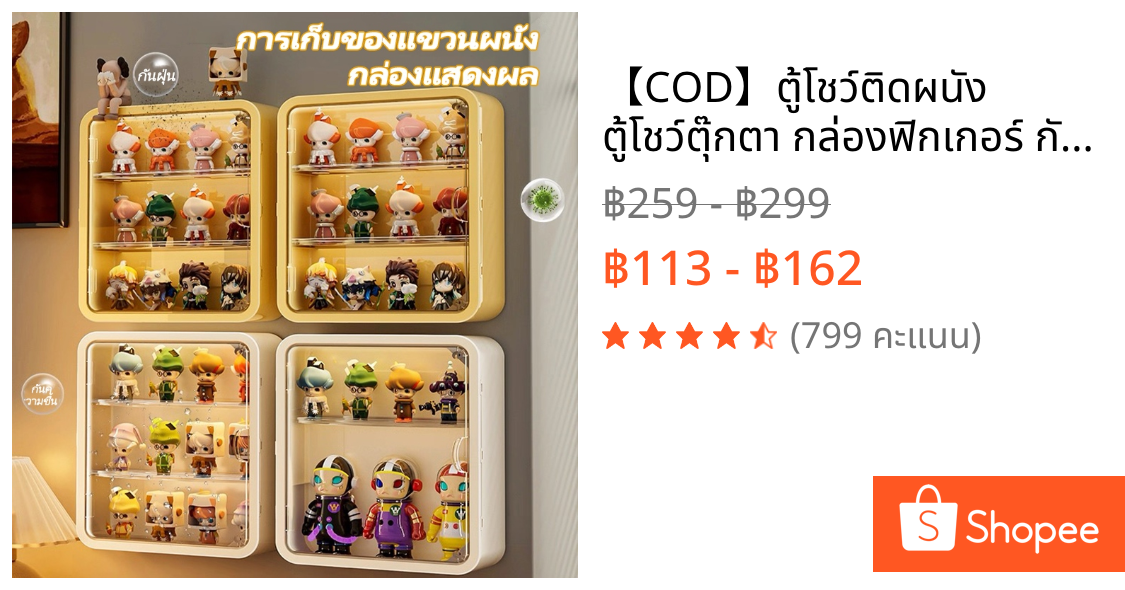 【COD】ตู้โชว์ติดผนัง ตู้โชว์ตุ๊กตา กล่องฟิกเกอร์ กันฝุ่นกันความชื้น มีฝาปิด ประตูแม่เหล็ก ไม่ต้องติดตั้ง ที่ใส่ขอ