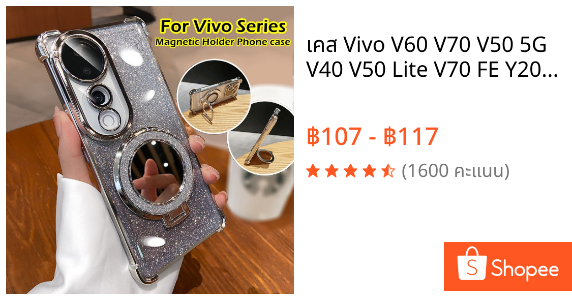 เคส Vivo V60 V70 V50 5G V40 V50 Lite V70 FE Y200 Y39 V30 V29 5G เคส Vivo V40 V30 Pro เคสใสเยลลี่กันกระแทกเคสแวววาวหรูหราพร้อมกล้องเลนส์ฝาครอบป้องกันกระจกแต่งหน้าที่วางโทรศัพท์ขาตั้งโทรศัพท์