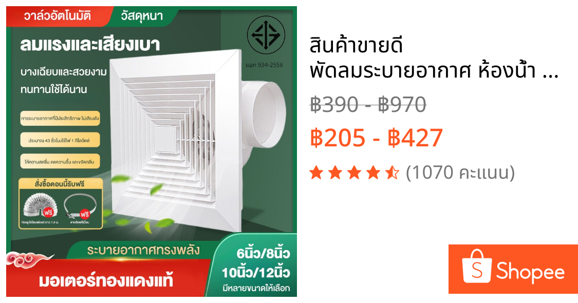 🔥สินค้าขายดี🔥 พัดลมระบายอากาศ ห้องน้ำ สไตล์หน้าต่าง ห้องนอน พัดลมระบายอากาศ ขนาด 6/8/10/12 นิ้ว