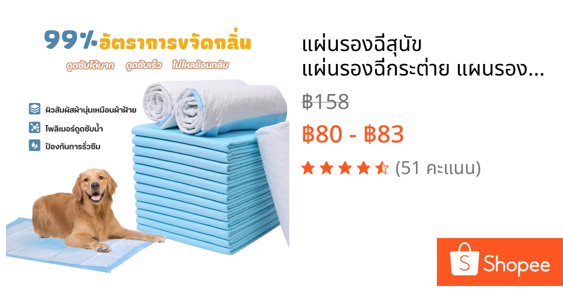 แผ่นรองฉี่สุนัข แผ่นรองฉี่กระต่าย แผนรองฉี่สุนัข ห้องน้ำหมา แผ่นรองฉี่สัตว์เลี้ยง ช่วยฝึกขับถ่าย ระงับกลิ่น ซึมซับไดีดี