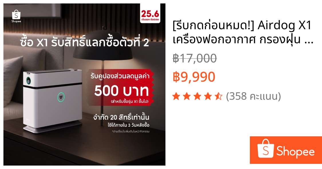 [รีบกดก่อนหมด!] Airdog X1 เครื่องฟอกอากาศ กรองฝุ่น pm2.5 เชื้อไวรัส กำจัดฟอร์มาลดีไฮด์ ฟอกกลิ่น พื้นที่ 14 ตร.ม