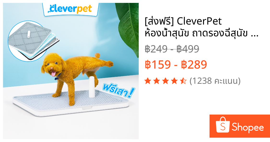 [ส่งฟรี🇹🇭] CleverPet ห้องน้ำสุนัข ถาดรองฉี่สุนัข ห้องน้ำหมา พร้อมเสา Dog Toilet Tray