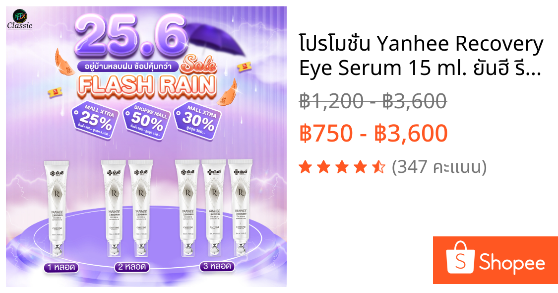 โปรโมชั่น Yanhee Recovery Eye Serum 15 ml. ยันฮี รีโคฟเวอรี่ อาย เซรั่ม ลดริ้วรอย ถุงใต้ตา ตีนกา