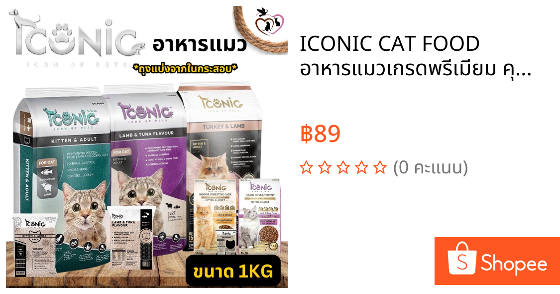 ICONIC CAT FOOD อาหารแมวเกรดพรีเมียม คุณภาพดี แพคเกจ 1KG (ถุงแบ่งจากกระสอบ)