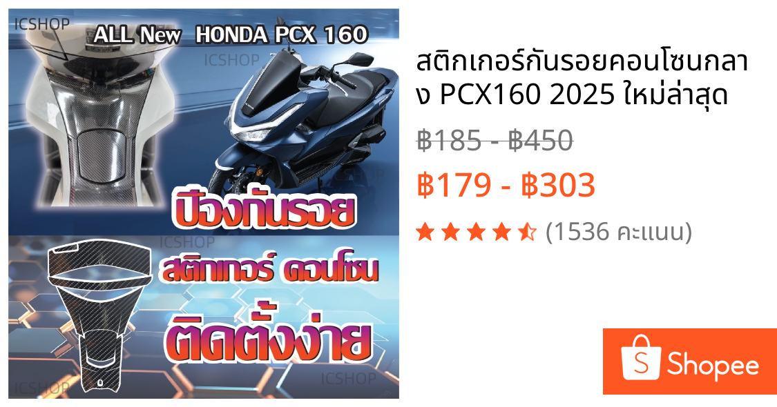 สติกเกอร์กันรอยคอนโซนกลาง PCX160 2025 ใหม่ล่าสุด