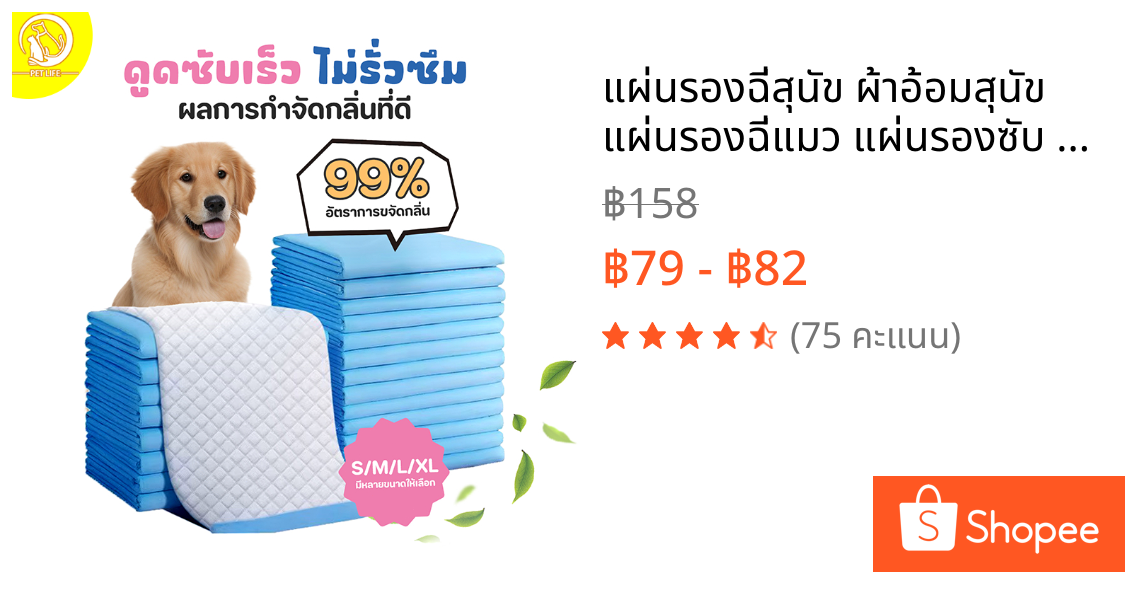 แผ่นรองฉี่สุนัข ผ้าอ้อมสุนัข แผ่นรองฉี่แมว แผ่นรองซับ ทรายแมว ช่วยฝึกขับถ่าย ซึมซับได้ดี ต่อต้านแบคทีเรีย กักเก็บกลิ่น