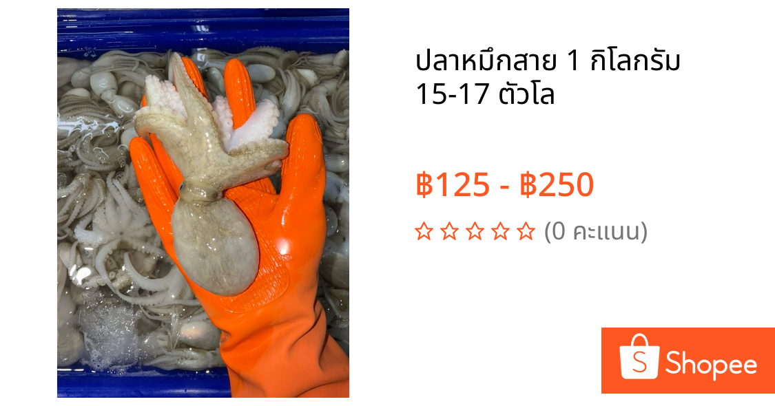 ปลาหมึกสาย 1 กิโลกรัม 15-17 ตัวโล