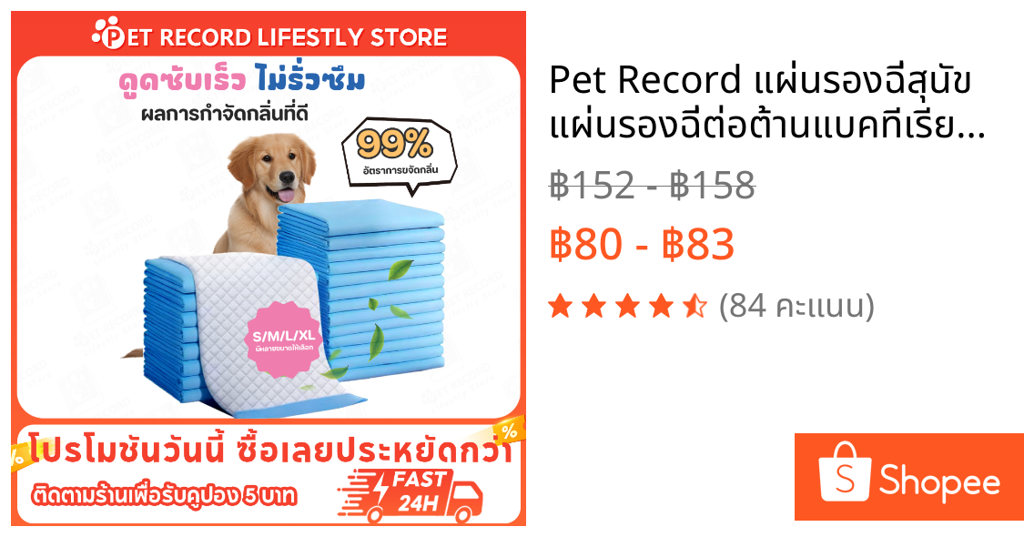 Pet Record แผ่นรองฉี่สุนัข แผ่นรองฉี่ต่อต้านแบคทีเรียซึมซับไดีดีผ้ารองฉี่ถาดรองฉี่สุนัขแผ่นรองฉี่แมว