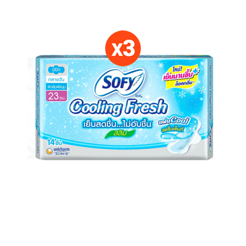 [เลือกความยาวเลย] Sofy โซฟี คูลลิ่ง เฟรช ผ้าอนามัยสูตรเย็น สำหรับกลางวัน/กลางคืน แบบมีปีก 23 - 42 ซม. (3 แพ็ค) Sofy Cooling Fresh Night 29CM 9 pcs Pack 3