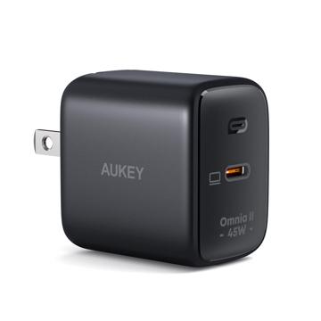 AUKEY PA-B2T หัวชาร์จเร็ว Omnia™ II Series 45W With GaN Power Tech หัวชาร์จเร็ว iPhone 14/13/12 Series สำหรับ iPhone, Android, Laptop เทคโนโลยี PD และรองรับ PPS 25W รุ่น PA-B2T