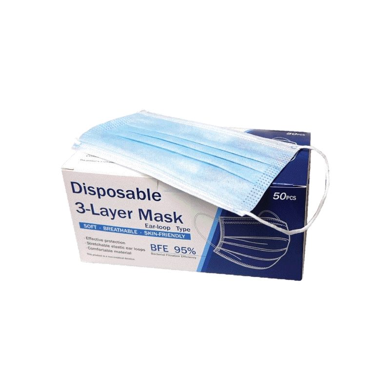 หน้ากากอนามัย ตรา Disposable Mask จำนวน 1 กล่อง บรรจุ 50 ชิ้น สวมใส่สบาย ไม่อึดอัด