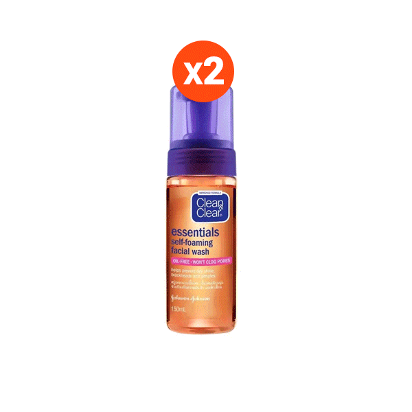 [2ชิ้น] Clean&Clear Essentials Self Foaming Facial Wash โฟมล้างหน้า 150ml x2 (ขายดี)-x2