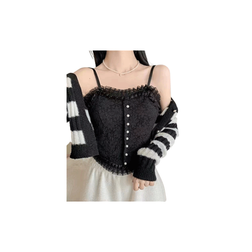 โปรโมชั่น : HotBra เสื้อครอป เสื้อสายเดี่ยวลูกไม้ มีฟองน้ำสม็อคหลัง 3033