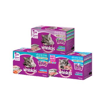 อาหารแมว Whiskas Pouch วิสกัส มัลติแพค อาหารเปียกแมว 12 ซอง 80 กรัม (MNIKS)