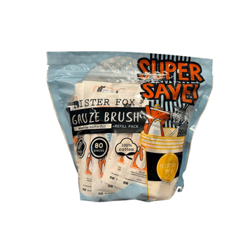 โปรโมชั่น : แปรงผ้าก็อซ ผ้าก็อซเช็ดลิ้น มีด้าม แบบหัวเกลียว Mister Fox แบบรีฟิว ราคาประหยัด 80 ก้าน