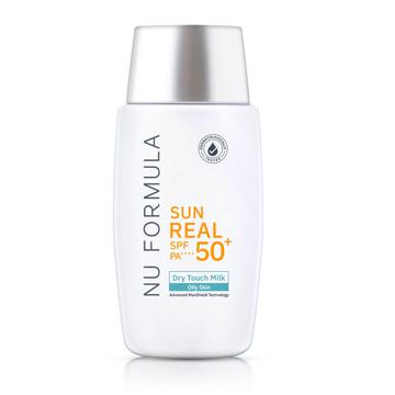 Nu Formula Sun Real SPF50+/PA++++ Dry Touch Milk 40g กันแดด นู ฟอร์มูล่า เนื้อน้ำนม บางเบา คุมมัน 12 ชม.