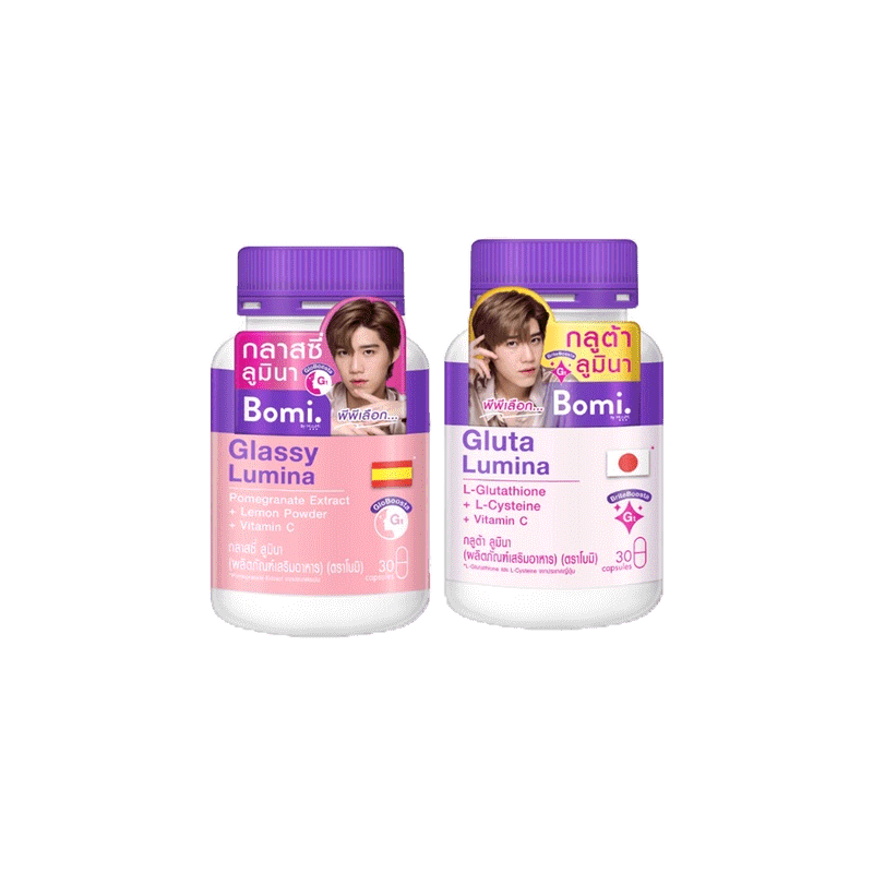 โปรโมชั่น : Bomi Gluta  Glassy Lumina 30 capsules Set DUO โบมิ กลูต้า ลูมินา  โบมิ กลาสซี่ ลูมินนา ลดรอยแดง รอยสิว ผิวสว่างใส