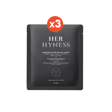 โปรโมชั่น : HER HYNESS INSTANT GLOW BLACK MASK 3 SHEETS เฮอ ไฮเนส แบล็คมาส์ก เพื่อผิวโกลว์ใส 3 แผ่น