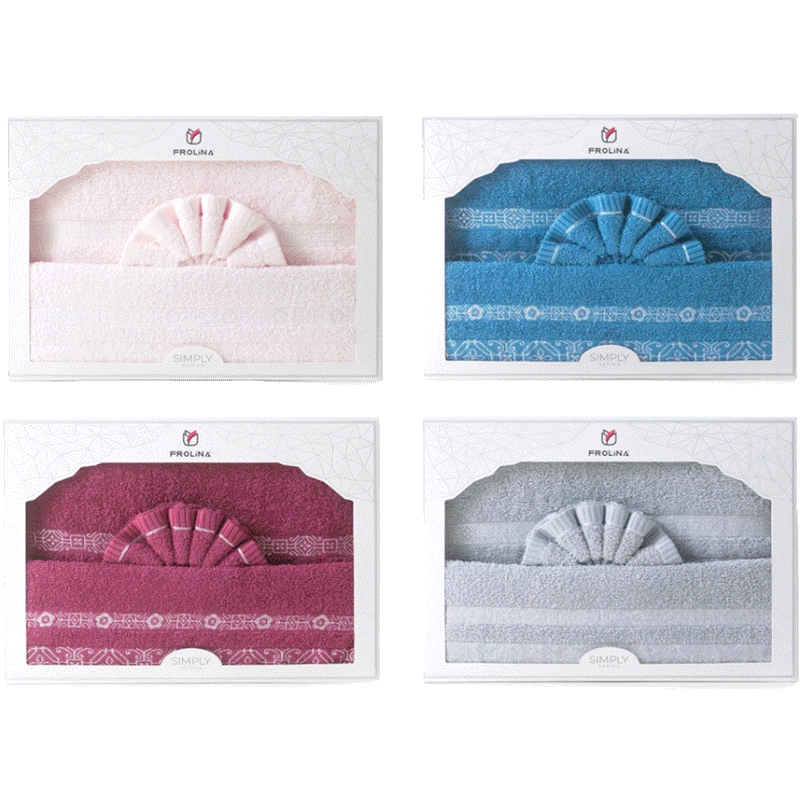 โปรโมชั่น : Frolina Gift Set Flowery เซ็ตของขวัญ ชุดผ้าขนหนู ผ้าขนหนูเช็ดตัวและเช็ดผม ขนาด 27x5415x30 นิ้ว