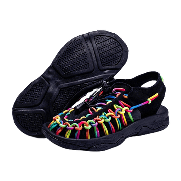 โปรโมชั่น : YA ZHOU LONG รองเท้าแตะเด็กผู้ชาย สาว ๆ สบาย ๆรองเท้ากีฬา รองเท้าแตะชายหาดทอมือ ระบายอากาศได้ สวมใส่สบาย น้ำหนักเบา