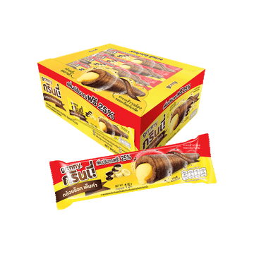 โปรโมชั่น : กรินนี่ 15g 5บ. 12 กล่อง 144 ชิ้นกล้วย เคลือบช็อกโกแลต