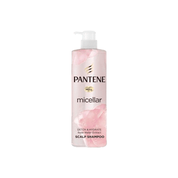 Pantene แพนทีนไมเซล่า โรสวอเตอร์ แชมพู 530มล Pantene Micellar Detox & Hydrate Rose Water Extract Shampoo 530ml